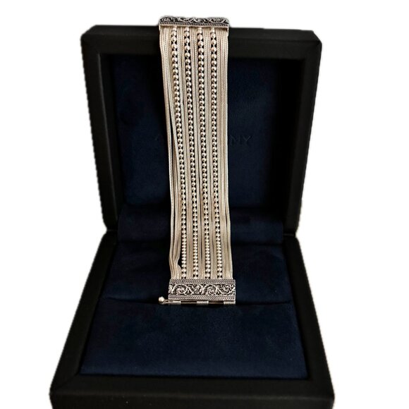 925 Sterling Silver Wide Bracelet Handmade Jordan Gift Box...